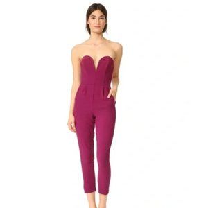 NWT Amanda Uprichard Cherri Jumpsuit Dark Purple S Strapless